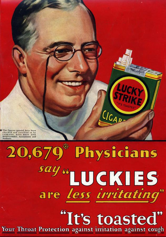 Papierosy "Lucky Strike", rok 1930