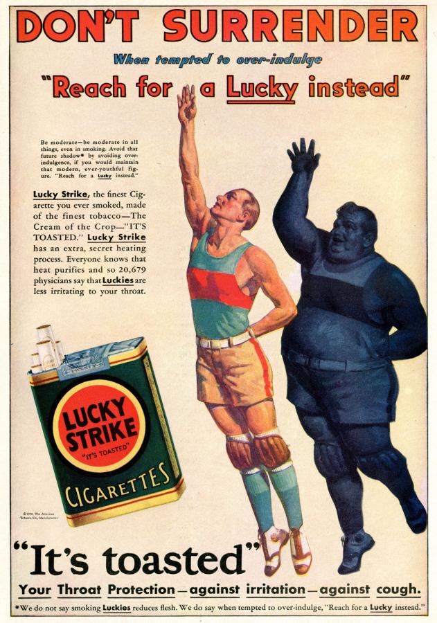 Papierosy "Lucky Strike", rok 1930